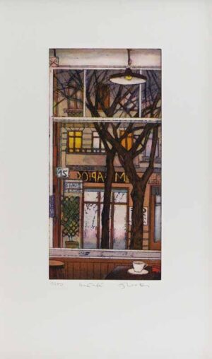 Jutta Votteler - Im Café - Original Farb-Radierung - limitiert und handsigniert