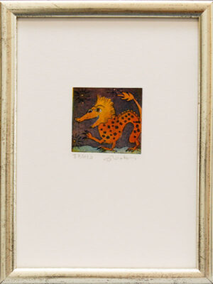Jutta Votteler - Kleiner Drache - Original Farb-Radierung - limitiert und handsi...