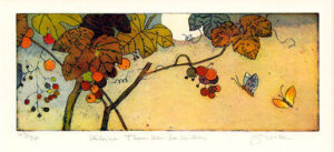 Jutta Votteler - Kleiner Traubenbesucher - Original Farb-Radierung - limitiert u...