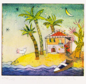 Jutta Votteler - Kleines Paradies - Original Farb-Radierung - limitiert und hand...