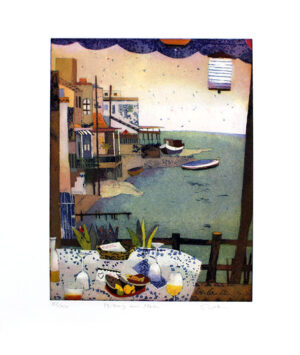 Jutta Votteler - Mittag am Meer - Original Farb-Radierung - limitiert und handsi...