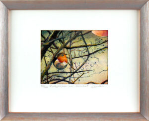 Jutta Votteler - Rotkehlchen im Abendrot - Original Farb-Radierung - limitiert u...