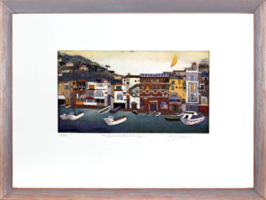 Jutta Votteler - Träumender Hafen - Original Farb-Radierung - limitiert und hand...