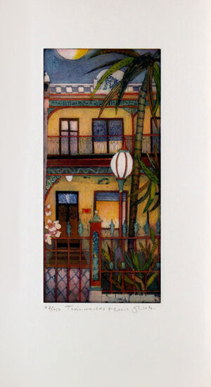 Jutta Votteler - Träumendes Haus - Original Farb-Radierung - limitiert und hands...