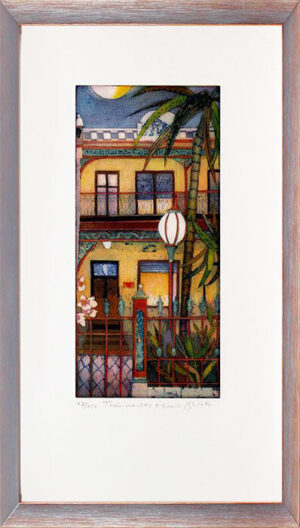 Jutta Votteler - Träumendes Haus - Original Farb-Radierung - limitiert und hands...