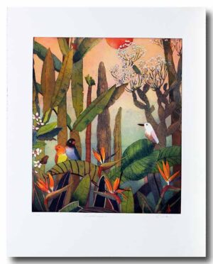 Jutta Votteler - Urwaldabend - Original Farb-Radierung - limitiert und handsigni...
