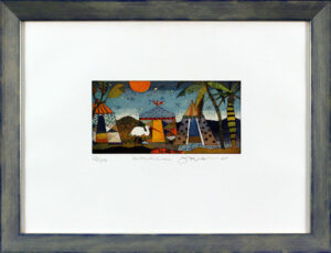 Jutta Votteler - Zeltwächter - Original Farb-Radierung - limitiert und handsigni...