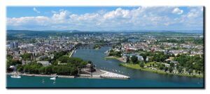 Koblenz - Deutsches Eck Panorama - Leinwandbild-40 x 100 cm