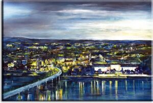 Koblenz  Rheinbrücke  von H. Jung  als Leinwandbild-40 x 60 cm