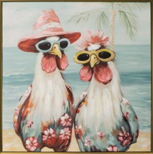 Modernes Leinwandbild - Chicken Honeymoon - handüberarbeitete Mischtechnik