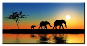 Modernes Leinwandbild - Elephant Walk-70 x 140 cm