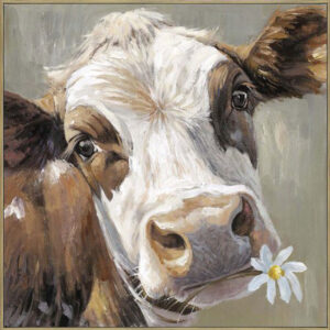 Modernes Leinwandbild - Flower Cow - handüberarbeitete Mischtechnik