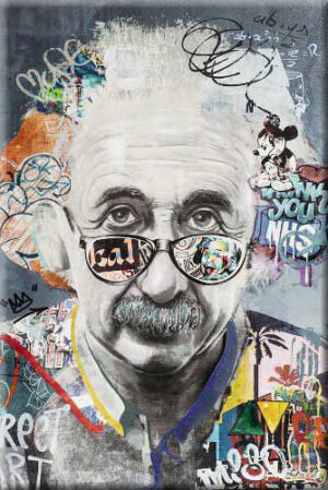 Modernes Leinwandbild - POP ART EINSTEIN - handüberarbeitete Mischtechnik