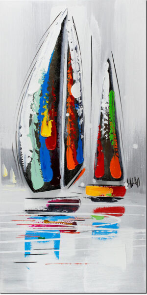 Modernes Leinwandbild - Segelboote I - handüberarbeitete Mischtechnik