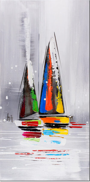Modernes Leinwandbild - Segelboote II - handüberarbeitete Mischtechnik