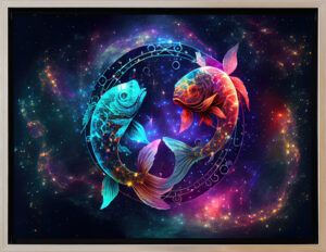 Modernes Leinwandbild - Sternzeichen - FISCHE