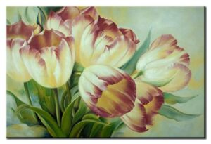 Modernes Leinwandbild - Tulpen mit roten Blütenspitzen-100 x 150 cm