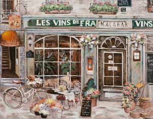 Modernes Leinwandbild - Weinbar - handüberarbeitete Mischtechnik