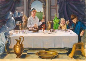 OTTO Waalkes - SCHWARZWÄLDER KIRSCH - Abendmahl - original Pigmentgrafik auf Lei...