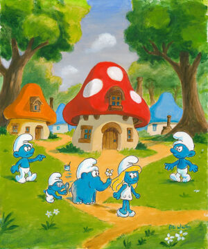 Otto WAALKES Bilder - Blauer Sucht Frau - ORIGINAL PIGMENTGRAFIK AUF LEINWAND