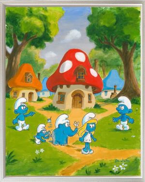 Otto WAALKES Bilder - Blauer Sucht Frau - ORIGINAL PIGMENTGRAFIK AUF LEINWAND