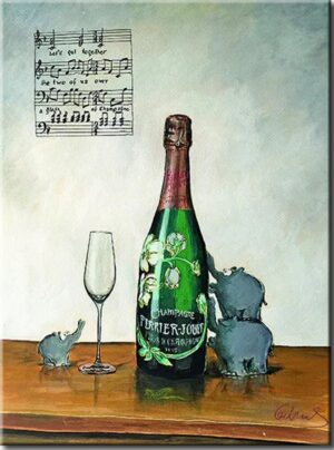 Otto Waalkes - A GLASS OF CHAMPAGNE - ORIGINAL PIGMENTGRAFIK AUF LEINWAND