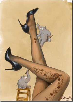 Otto Waalkes - AUF DEM STRICH III - ORIGINAL PIGMENTGRAFIK AUF LEINWAND