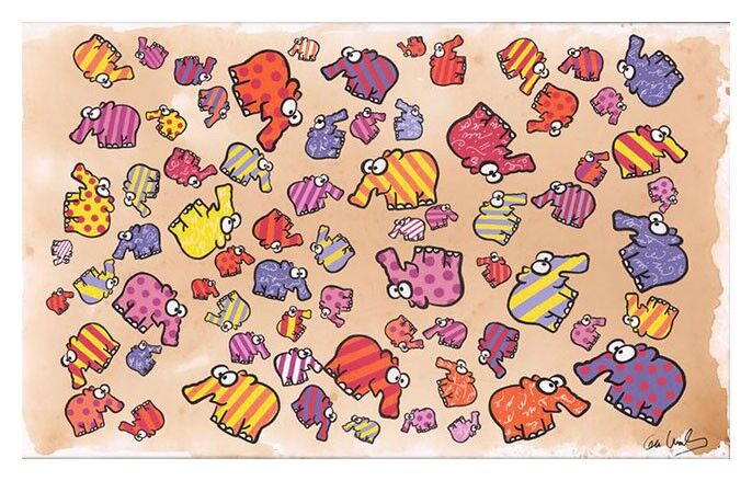 Otto Waalkes Bilder - BUNTE WÄSCHE - original Grafik auf Büttenpapier