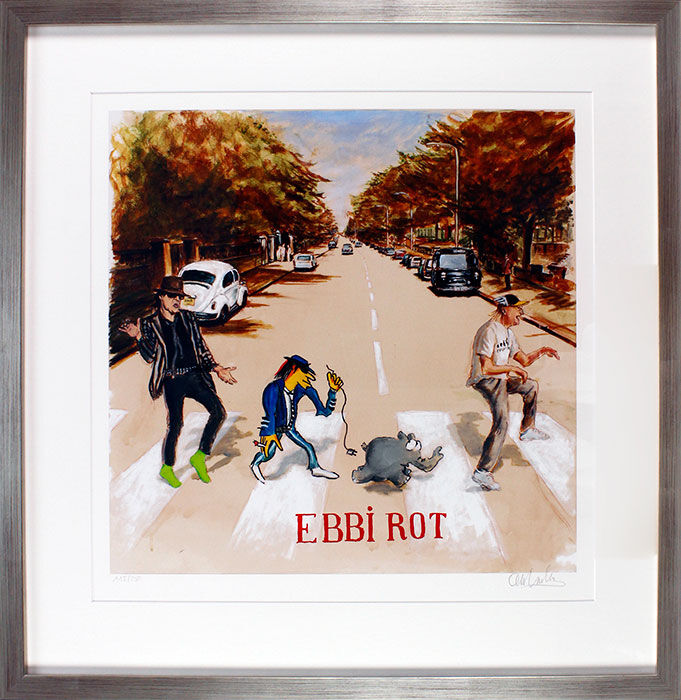 Otto Waalkes Bilder - EBBI ROT MIT UDO LINDENBERG - Original Grafik auf Büttenpa...