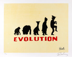 Otto Waalkes Bilder - EVOLUTION - Original Grafik auf Büttenpapier