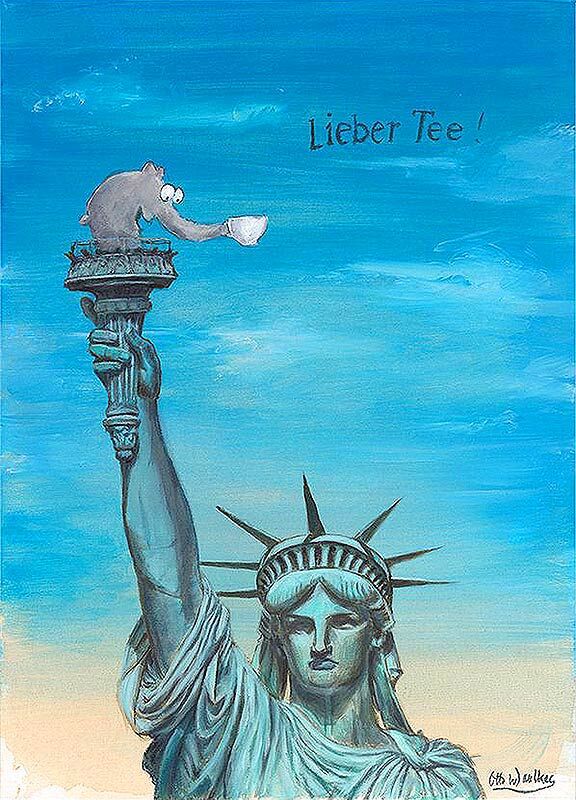 Otto Waalkes Bilder - LIEBER TEE !- original Pigmentgrafik auf Leinwand