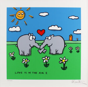 Otto Waalkes Bilder - LOVE IS IN THE AIR II - Original Grafik auf Büttenpapier