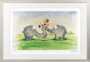 Otto Waalkes Bilder - STATT BLUMEN - Original Grafik auf Büttenpapier