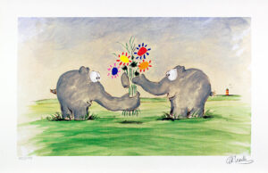 Otto Waalkes Bilder - STATT BLUMEN - Original Grafik auf Büttenpapier