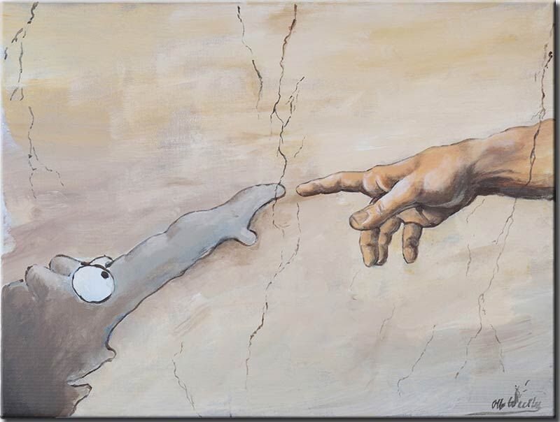 Otto Waalkes - CREATION OF THE OTTIFANT - ORIGINAL PIGMENTGRAFIK AUF LEINWAND