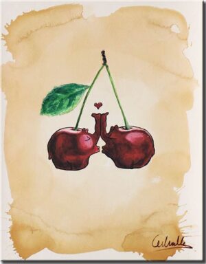 Otto Waalkes - Cherry Kiss - ORIGINAL PIGMENTGRAFIK AUF LEINWAND