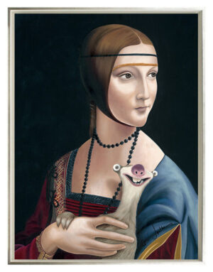 Otto Waalkes - DAME MIT FAULTIER - ORIGINAL PIGMENTGRAFIK AUF LEINWAND