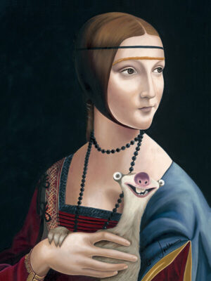 Otto Waalkes - DAME MIT FAULTIER - ORIGINAL PIGMENTGRAFIK AUF LEINWAND