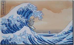 Otto Waalkes - DIE PERFEKTE WELLE I - ORIGINAL PIGMENTGRAFIK AUF LEINWAND