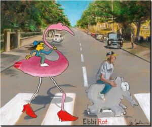 Otto Waalkes - EBBI ROT  MIT UDO LINDENBERG  (Flamingo) - ORIGINAL Pigmentgrafik...