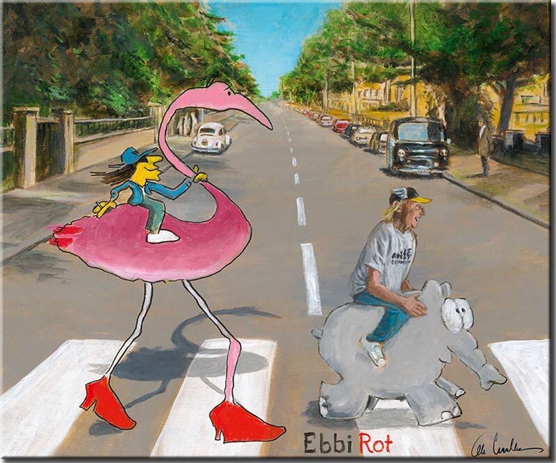 Otto Waalkes - EBBI ROT  MIT UDO LINDENBERG  (Flamingo) - ORIGINAL Pigmentgrafik...