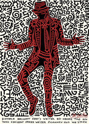 Otto Waalkes - HOMMAGE AN KEITH II - ORIGINAL PIGMENTGRAFIK AUF LEINWAND