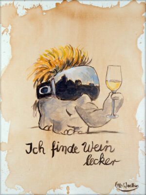 Otto Waalkes - ICH FINDE WEIN LECKER - Original Pigmentgrafik auf Leinwand