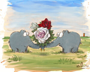 Otto Waalkes - LA VIE EN ROSE - Original Pigmentgrafik auf Leinwand handsigniert