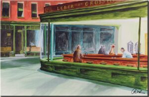 Otto Waalkes - NIGHTHAWKS - ORIGINAL PIGMENTGRAFIK AUF LEINWAND