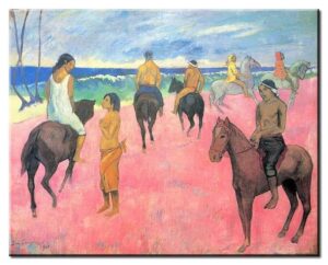 Paul Gauguin Bilder - Reiten am Strand-20 x 30 cm