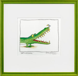 Peter Bauer - GEMEINSAM ( Krokodil ) - orig. Pigmentgrafik handsigniert