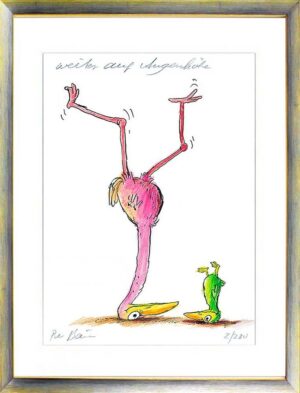 Peter Bauer - WEITER AUF AUGENHÖHE - orig. Pigmentgrafik handsigniert