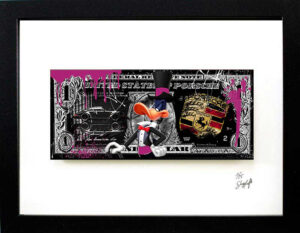 SKYYLOFT Bilder - Duffy Duck Porsche Dollar - Bild mit Museumsglas und Bilderrah...