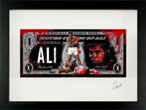 SKYYLOFT Bilder - Muhammad Ali Dollar - Bild mit Museumsglas und Bilderrahmen
